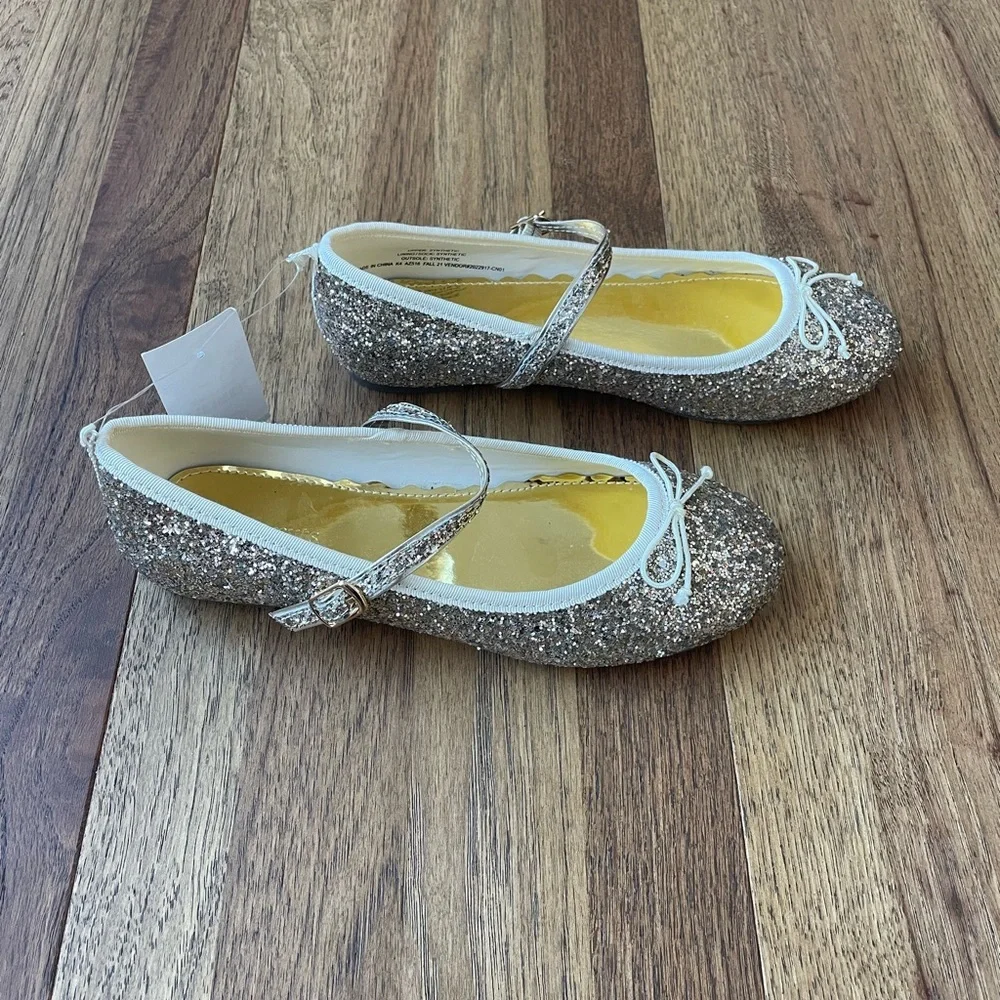 Crewcuts Gold Glitter Maryjanes Girls Sz 4 NWT‎ Dress Shoe Flower Girl Wedding